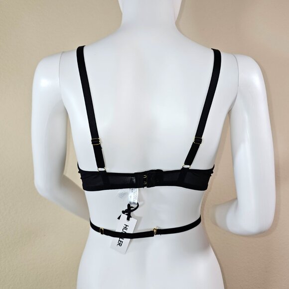 Hustler Sloan Black Open Cup Strappy Balconette Bra, Size US 8 - Picture 3 of 7